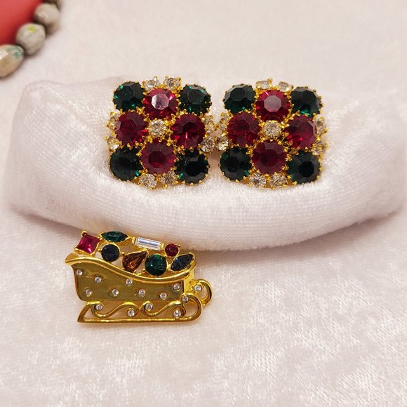 CHRISTMAS HOLIDAY JEWELRY Pins and Earrings set - Picture 4 of 16